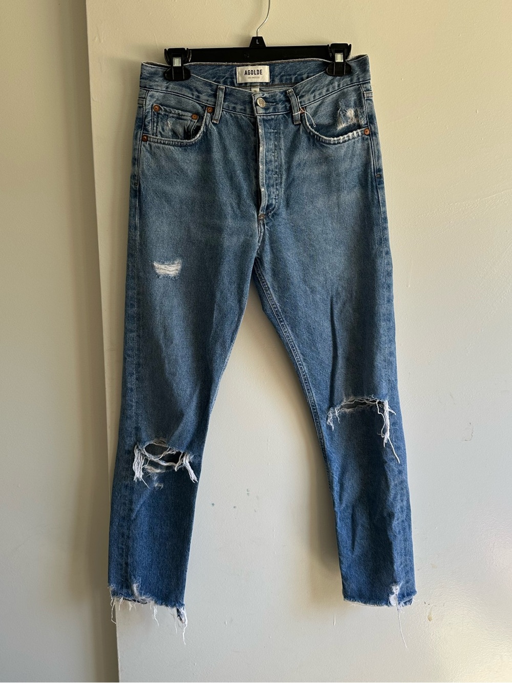 Agolde Women's Medium Blue Distressed Ankle Jeans